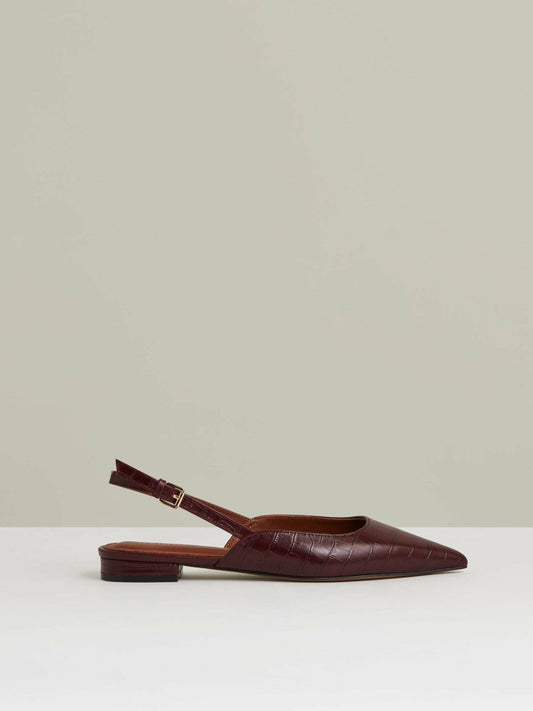 Leather Slingback Ballerina Pumps Oxblood | Women