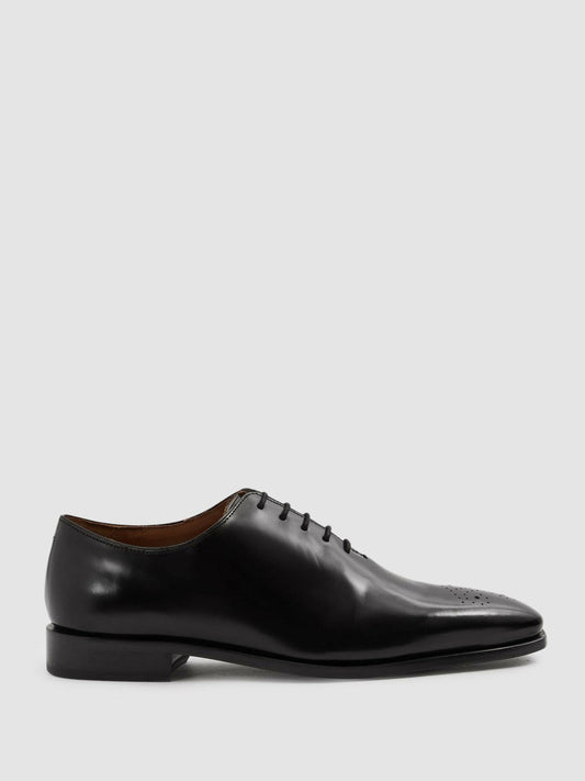 Leather Brogue Detail Lace-Up Shoes Black | Men