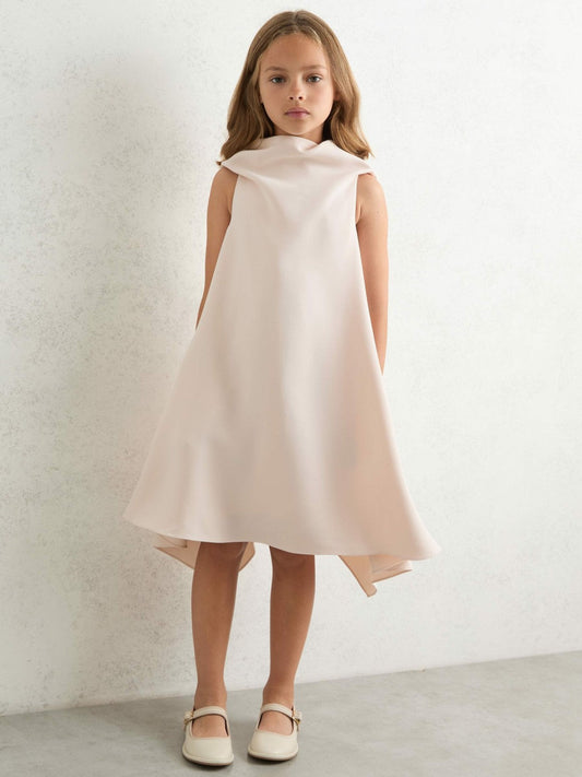 3-9 yrs High-Neck Drape Back Dress Pink | Children & Baby