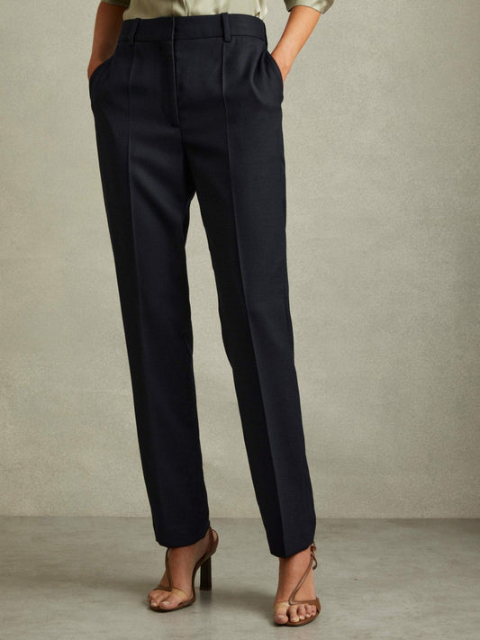 Textured Slim Fit Suit Trousers Navy | Women