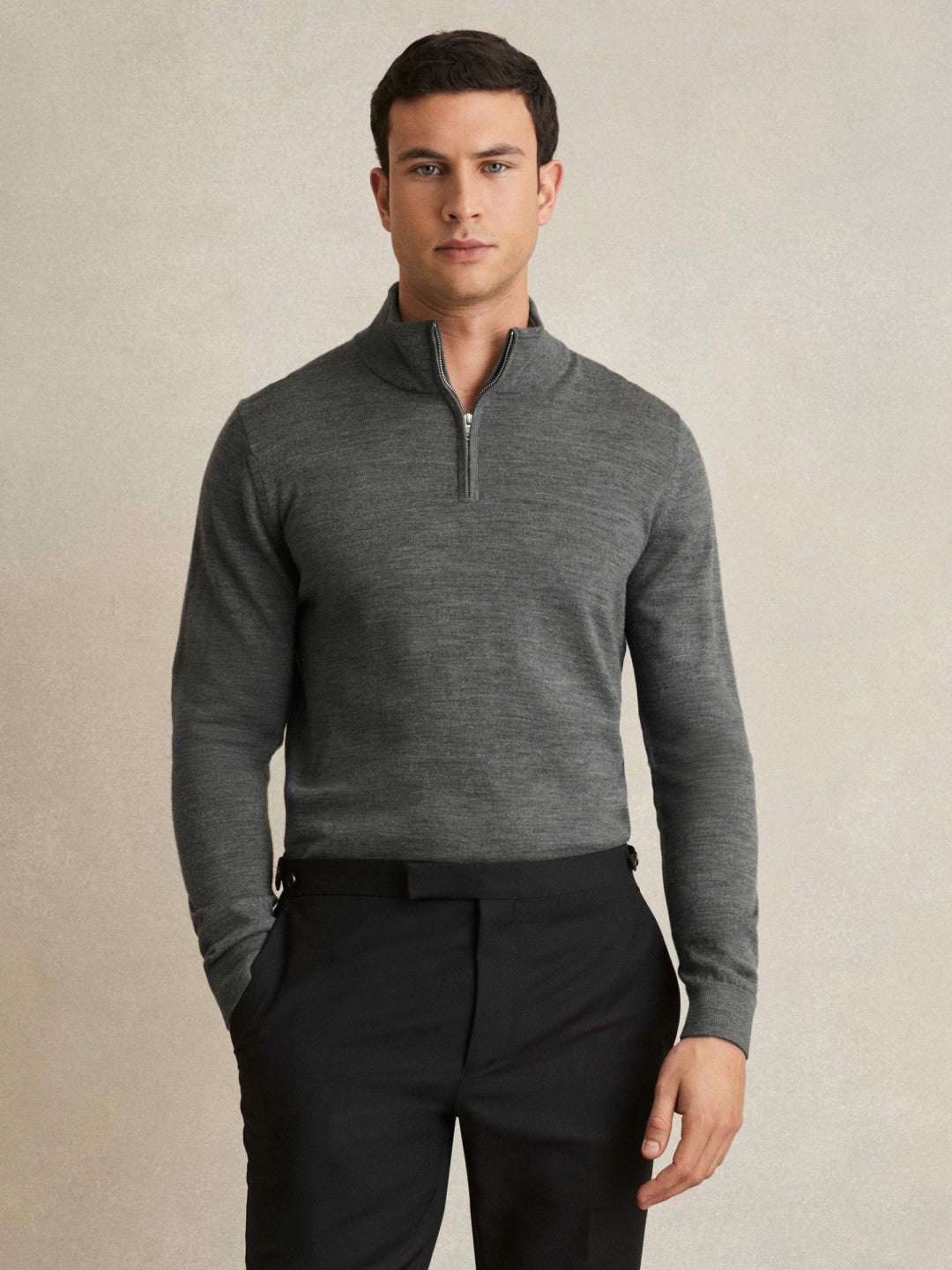 Merino Wool Half-Zip Jumper  | Men