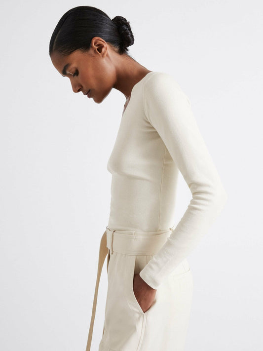 Atelier Knitted Silk-Blend Top Off White | Women