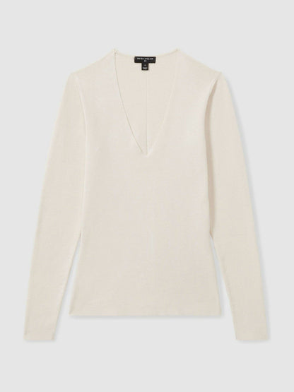 Atelier Knitted Silk-Blend Top Off White | Women