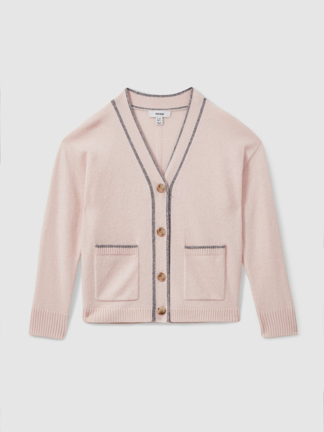 9-13 yrs Wool-Blend Stripe-Detail Cardigan With Cashmere Pink | Children & Baby