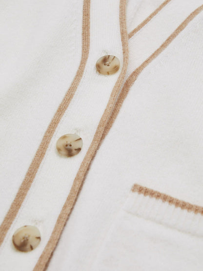 4-9 yrs Wool-Blend Stripe-Detail Cardigan With Cashmere Cream | Children & Baby