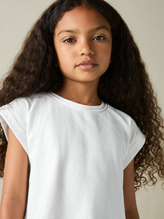 9-13 yrs Cotton-Jersey Cropped T-Shirt White | Children & Baby