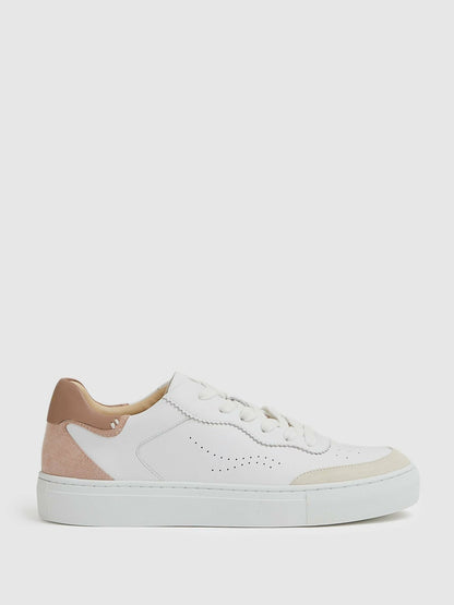 Leather Contrast Detail Trainers White/Nude | Women