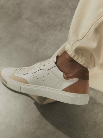 Leather Contrast Detail Trainers White/Nude | Women