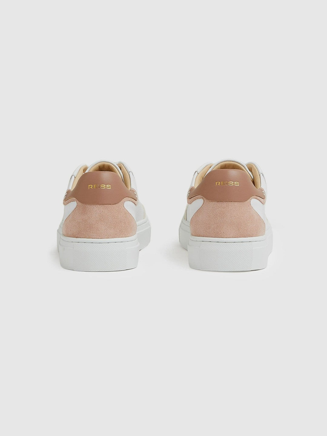 Leather Contrast Detail Trainers White/Nude | Women