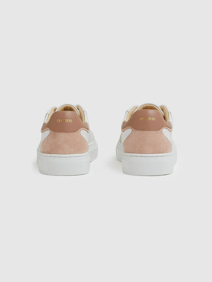 Leather Contrast Detail Trainers White/Nude | Women