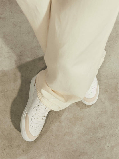 Leather Contrast Detail Trainers White/Nude | Women