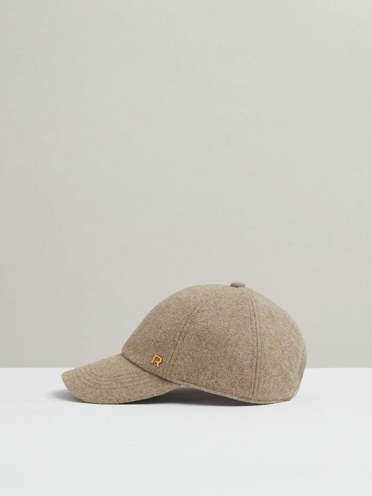 Wool Blend Flannel Baseball Cap Taupe | Women