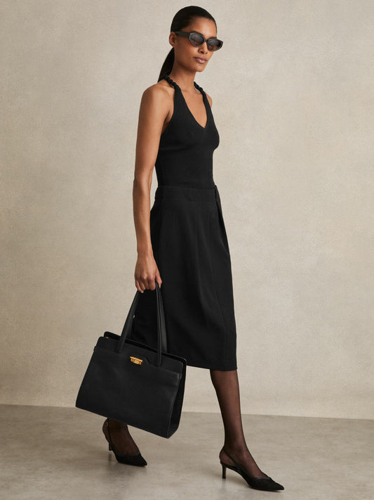 Tailored Midi Suit Skirt Black | Women