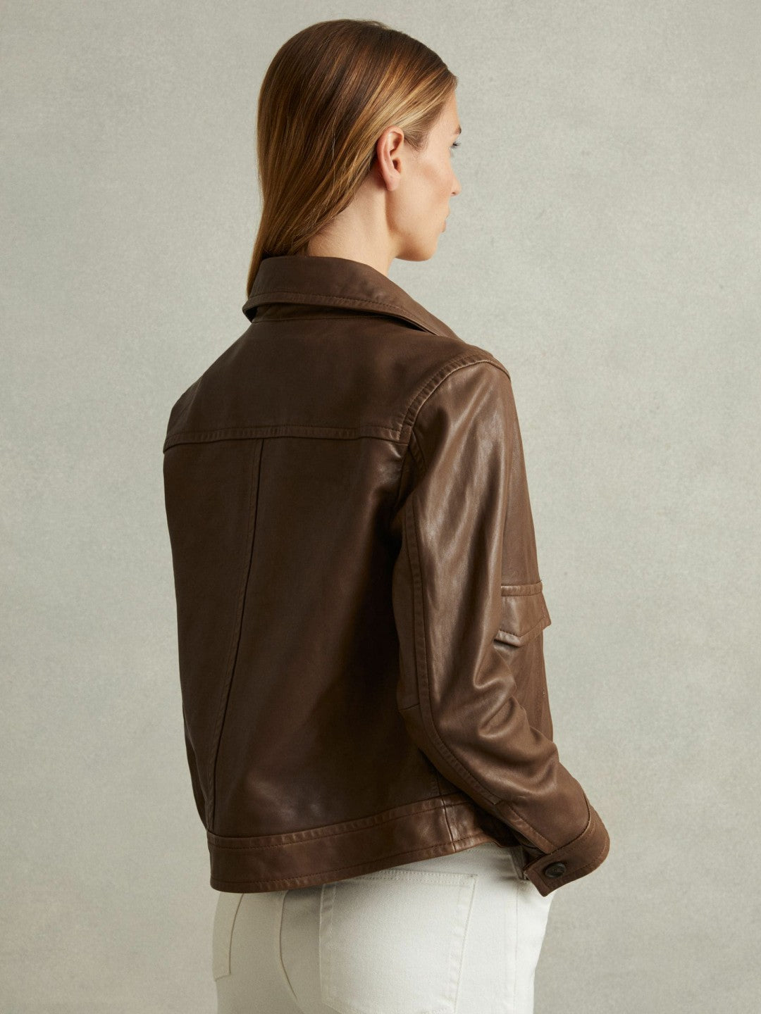 Leather Trucker Jacket Chocolate | Women