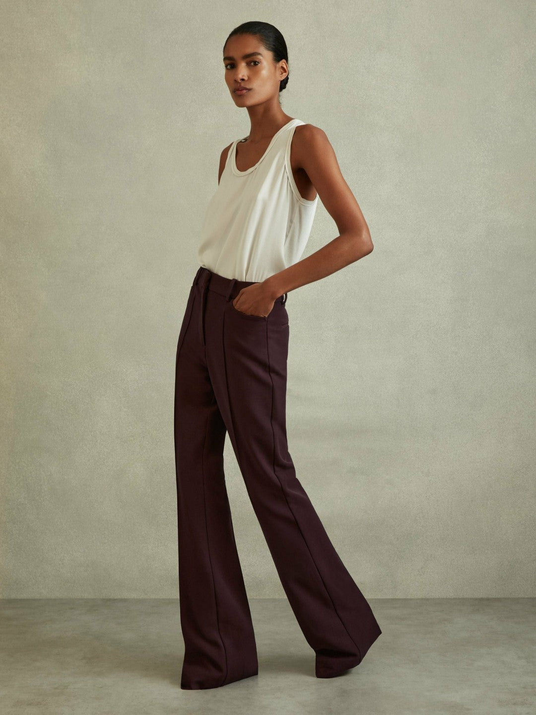 Petite Flared Suit Trousers Berry | Women