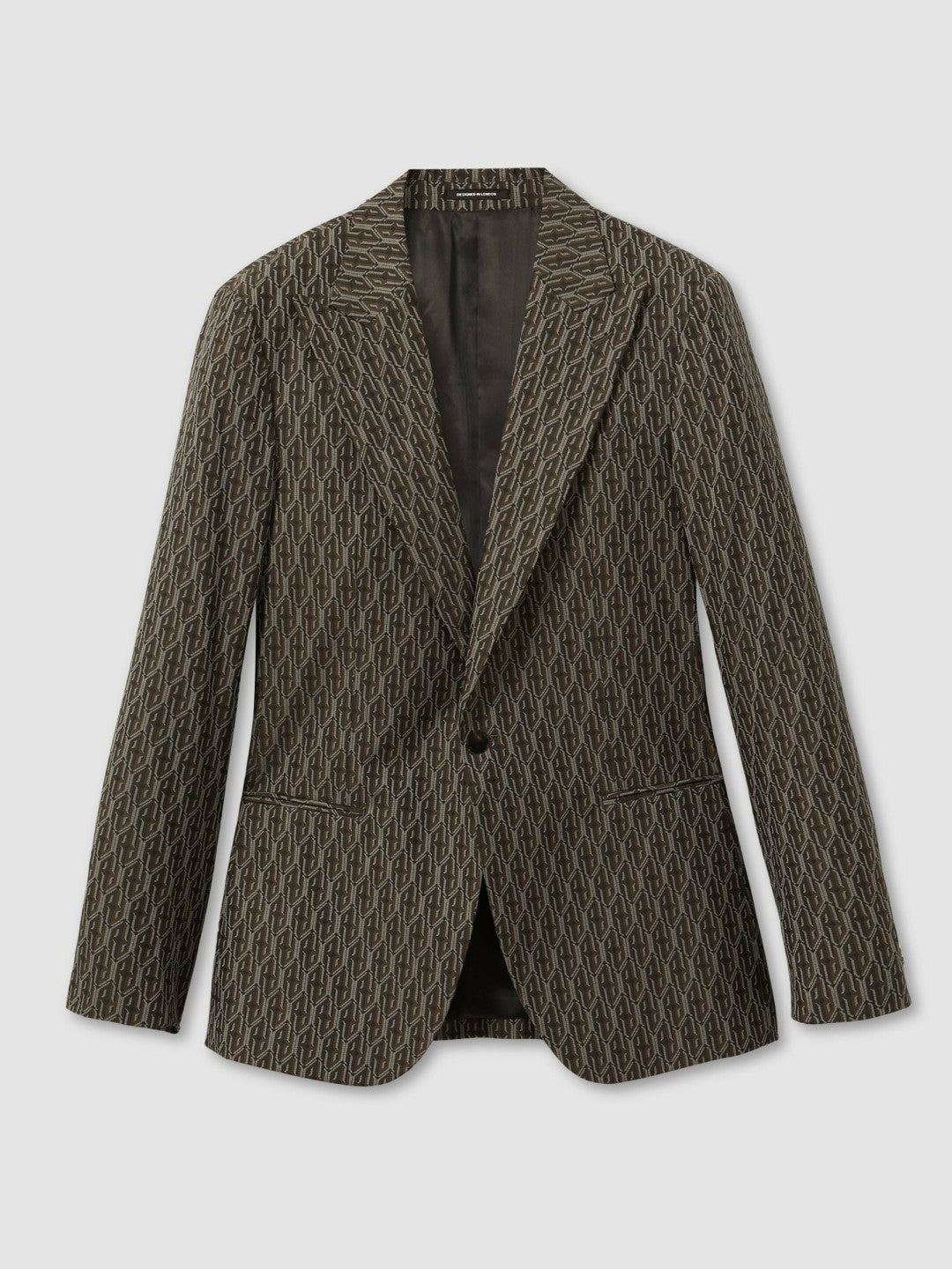 Monogram-Jacquard Twill Blazer Chocolate Brown | Men