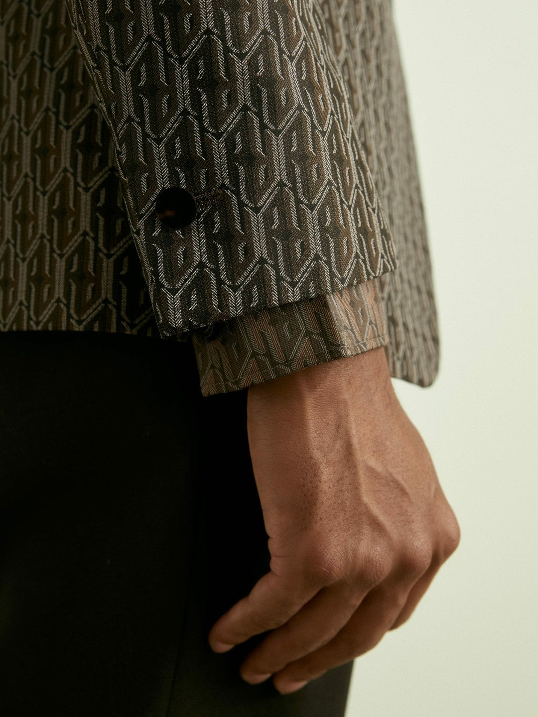 Monogram-Jacquard Twill Blazer Chocolate Brown | Men