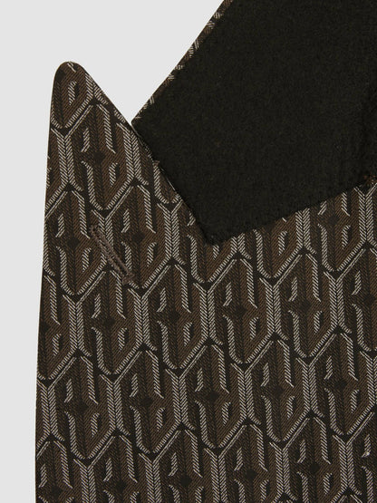 Monogram-Jacquard Twill Blazer Chocolate Brown | Men