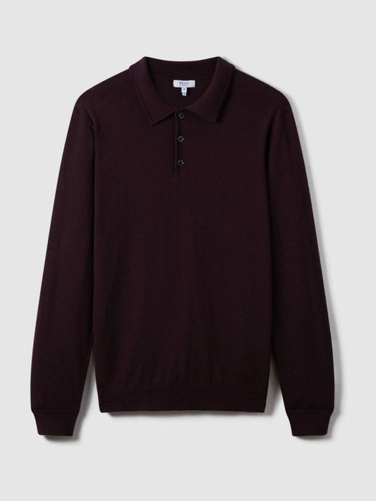 Merino Wool Polo Shirt Dark Bordeaux | Men