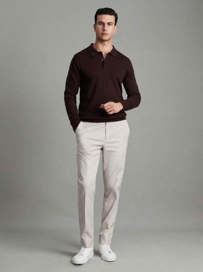 Merino Wool Polo Shirt Dark Bordeaux | Men