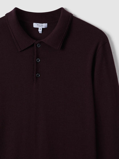 Merino Wool Polo Shirt Dark Bordeaux | Men