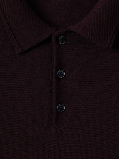 Merino Wool Polo Shirt Dark Bordeaux | Men