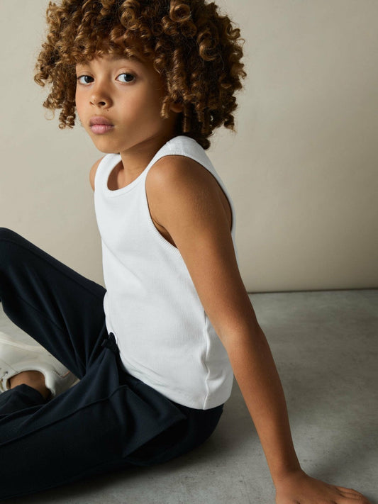 9-13 yrs Cotton Stretch Ribbed Vest 3 Pack White | Children & Baby