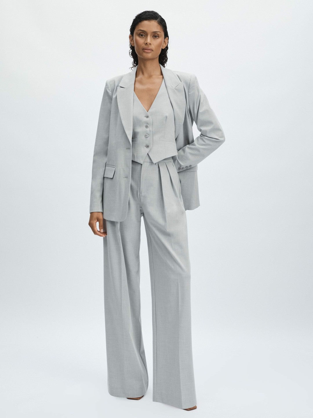 Good American Sharkskin Suit Waistcoat Heather Grey | Women