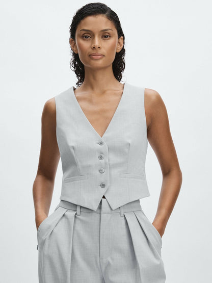 Good American Sharkskin Suit Waistcoat Heather Grey | Women