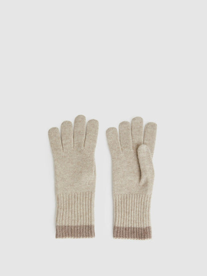 Wool Blend Tipped Gloves Taupe | Women
