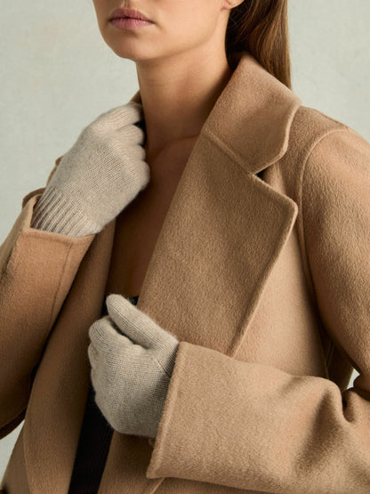 Wool Blend Tipped Gloves Taupe | Women