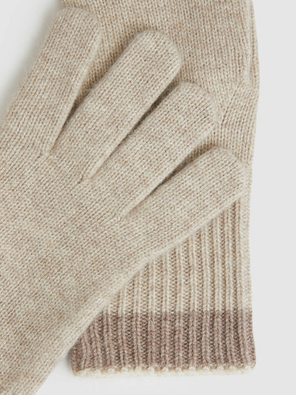 Wool Blend Tipped Gloves Taupe | Women