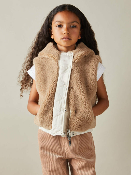 9-13 yrs Reversible Quilted Borg Gilet Brown | Children & Baby