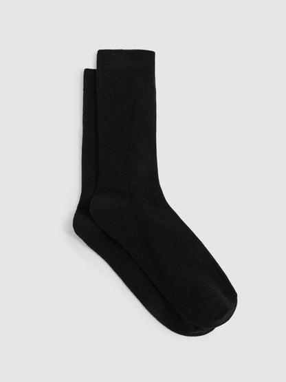 Cotton Blend Ribbed Loafer Socks Black | Women