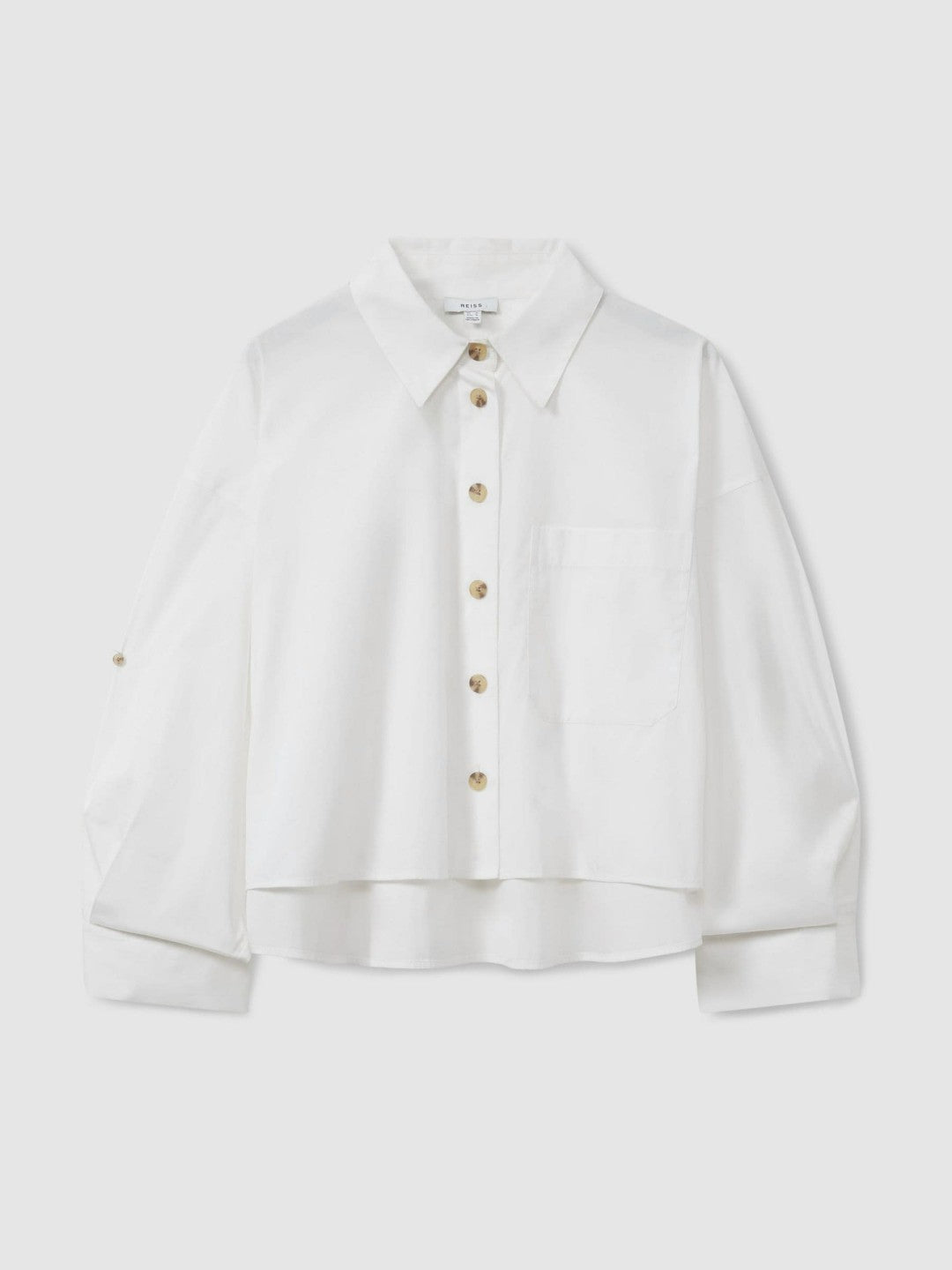 Oversize Cotton Cropped Shirt White | Women
