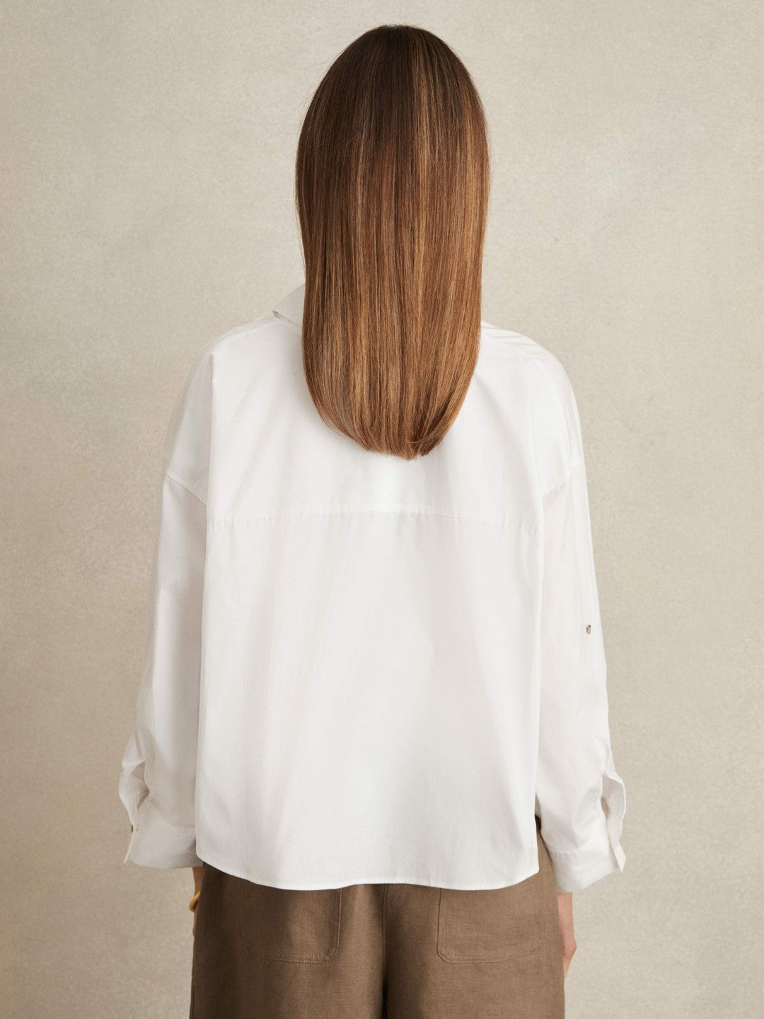Oversize Cotton Cropped Shirt White | Women
