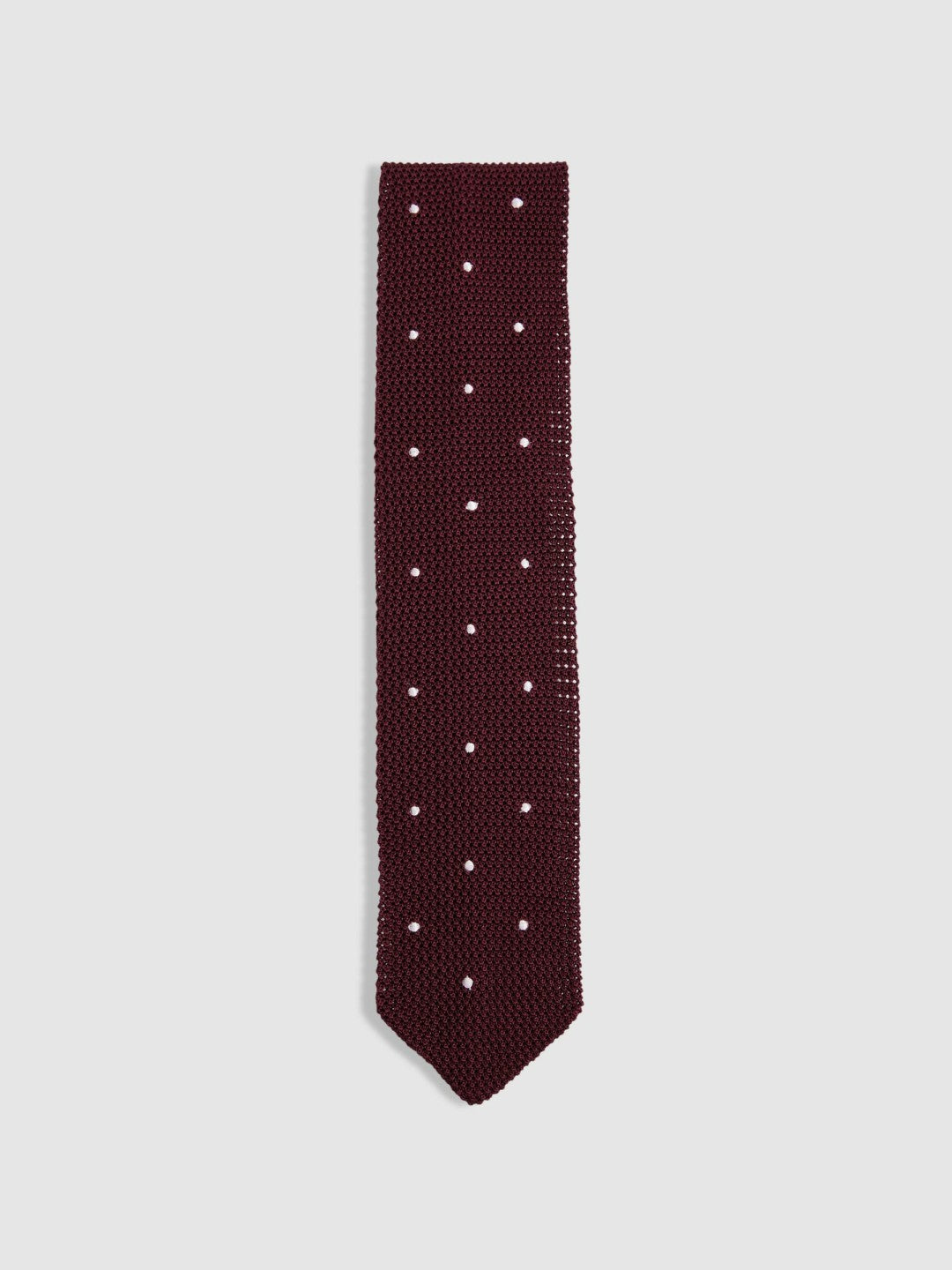 Silk Knitted Pin-Dot Tie Burgundy | Men
