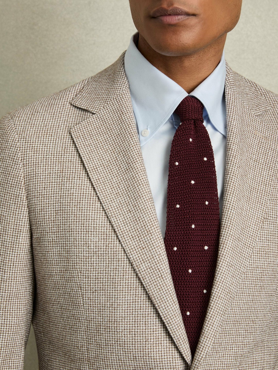 Silk Knitted Pin-Dot Tie Burgundy | Men