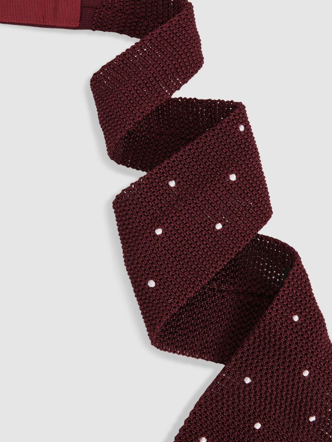 Silk Knitted Pin-Dot Tie Burgundy | Men