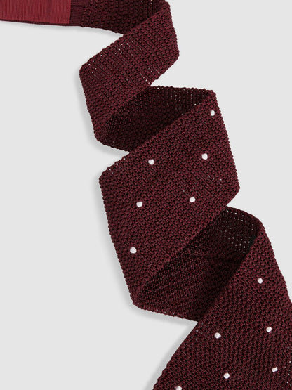 Silk Knitted Pin-Dot Tie Burgundy | Men