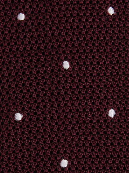Silk Knitted Pin-Dot Tie Burgundy | Men