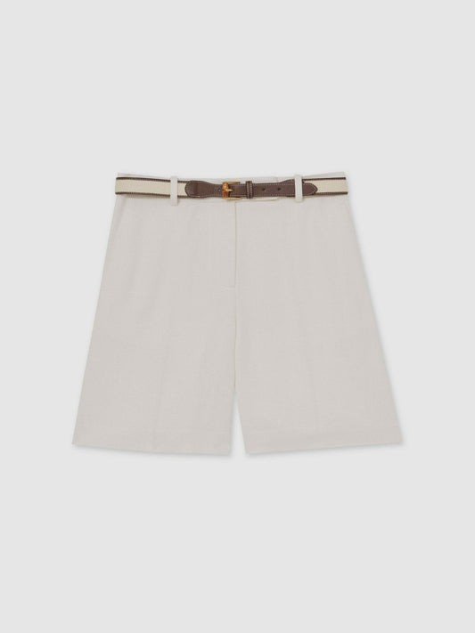 Petite Linen-Blend Bermuda Shorts White | Women