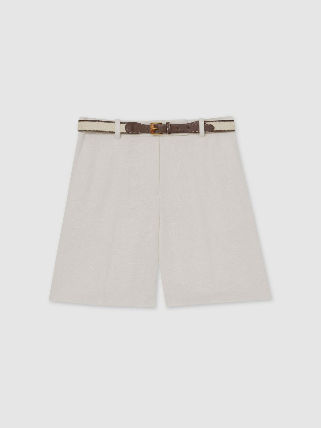 Linen-Blend Bermuda Shorts White | Women