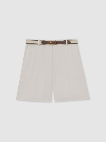 Linen-Blend Bermuda Shorts White | Women