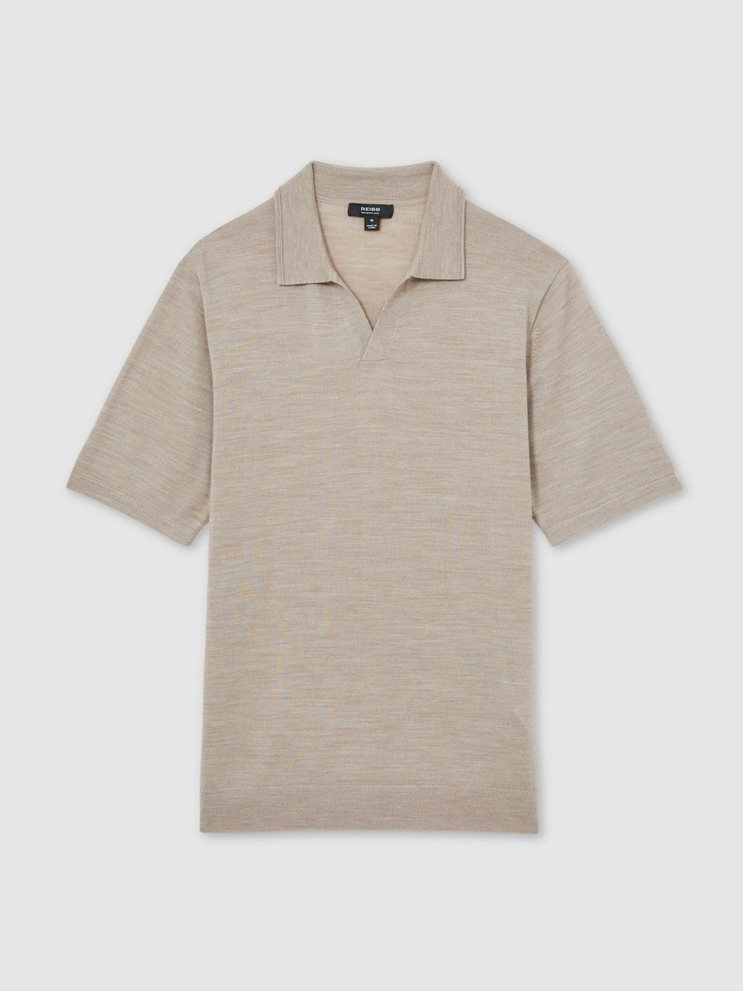 Merino Wool Open Collar Polo Shirt Wheat Melange | Men