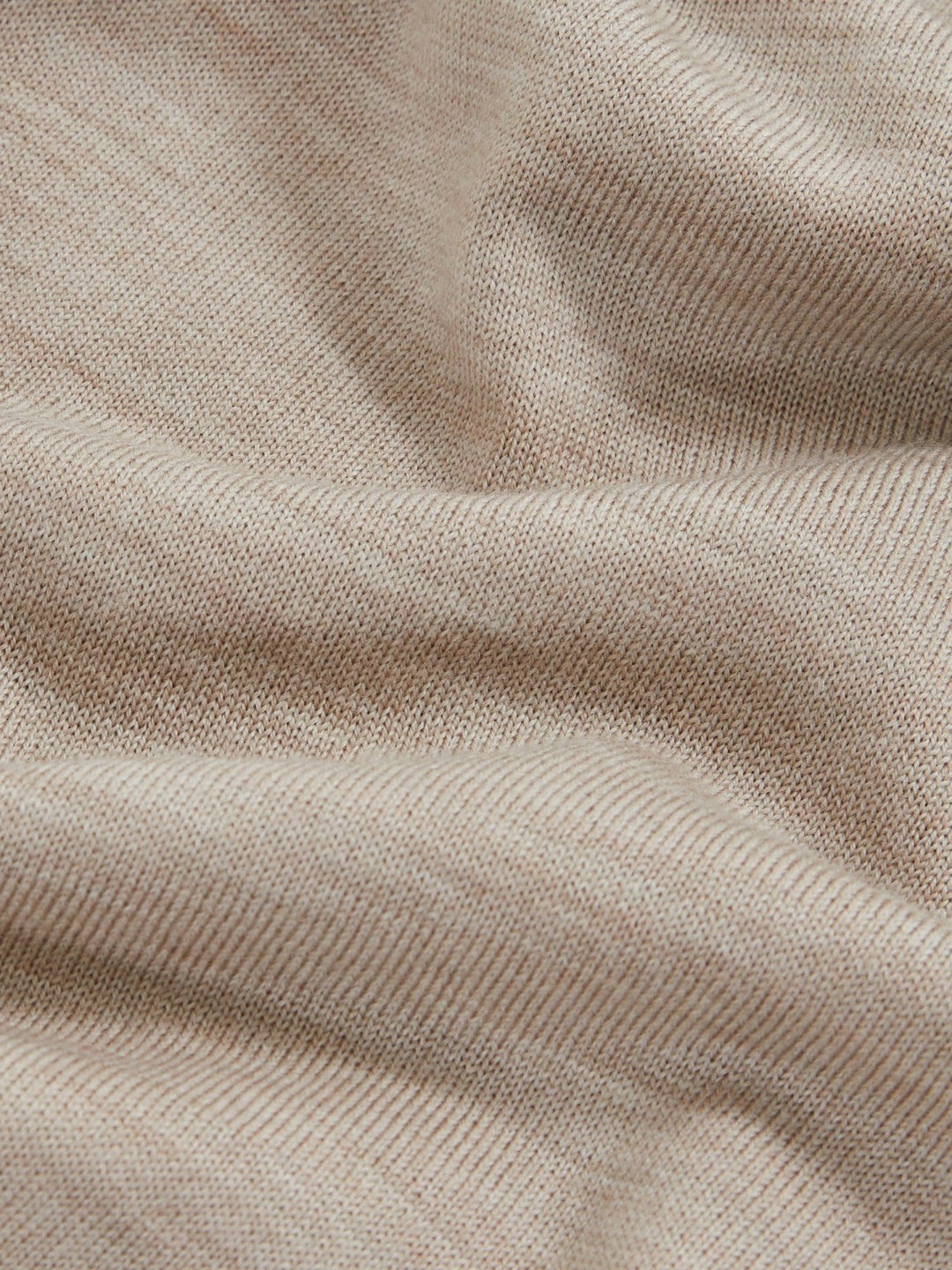 Merino Wool Open Collar Polo Shirt Wheat Melange | Men