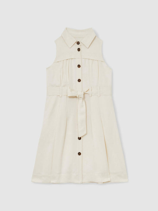 9-13 yrs Tie-Waist Collared Dress Ivory | Children & Baby