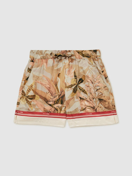 13-14 yrs  | NYBG Satin Floral-Print Shorts Khaki | Children & Baby