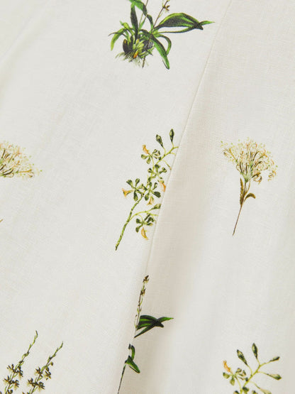 9-13 yrs  | NYBG Linen Floral Flared Dress Ivory | Children & Baby