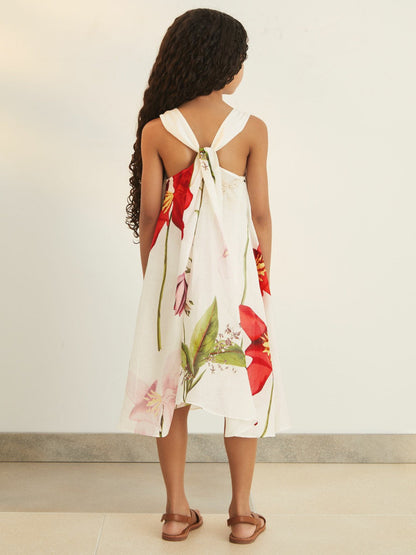 9-13 yrs  | NYBG Floral Maxi Dress With Linen Ivory | Children & Baby